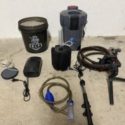Brand New Filter System/heater/2xbubblers/black And White Aquarium Sand/hand Pump