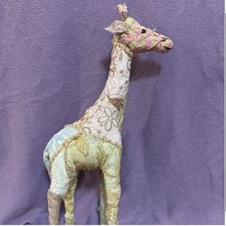Handcrafted Paper Mache Fabric Colorful Safari Giraffe Figurine 