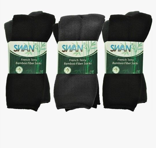 French Terry Bamboo Fiber Socks, 6 Pairs