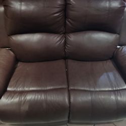 3- piece Brown leather living room set and tables