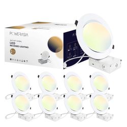 Pack 6 Inch Gimbal LED Recessed Lighting with Junction Box, 5CCT 2700K-6000K Selectable, 360°+90° Adjustable Directional Eyeball Light, 15W 1300LM Sli