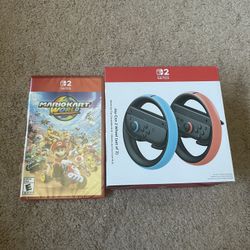 BRAND NEW Mario Kart World for Nintendo Switch 2 & Joy Con 2 Steering Wheel Set