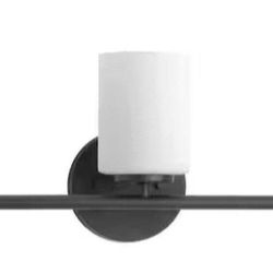 Progress Lighting 3-Light Vanity Light With Frosted Glass Shades In Matte Black