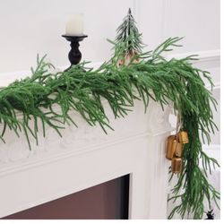 2PCS 9FT Christmas Garland Norfolk Pine Garland Real Touch Artificial Greenery Garland For Mantle Fireplace Table Indoor Outdoor Decor (Normal)