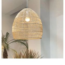 Coastal Rattan Hanging Pendant Light Fixture