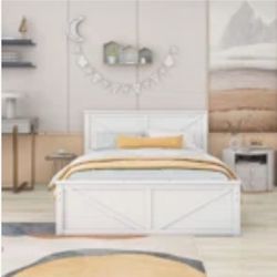 Mantell Wooden Platform Bed with Four Drawers - Queen