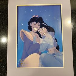 Vintage 1993 Walt Disney Aladdin Commemorative Lithograph 12X16”