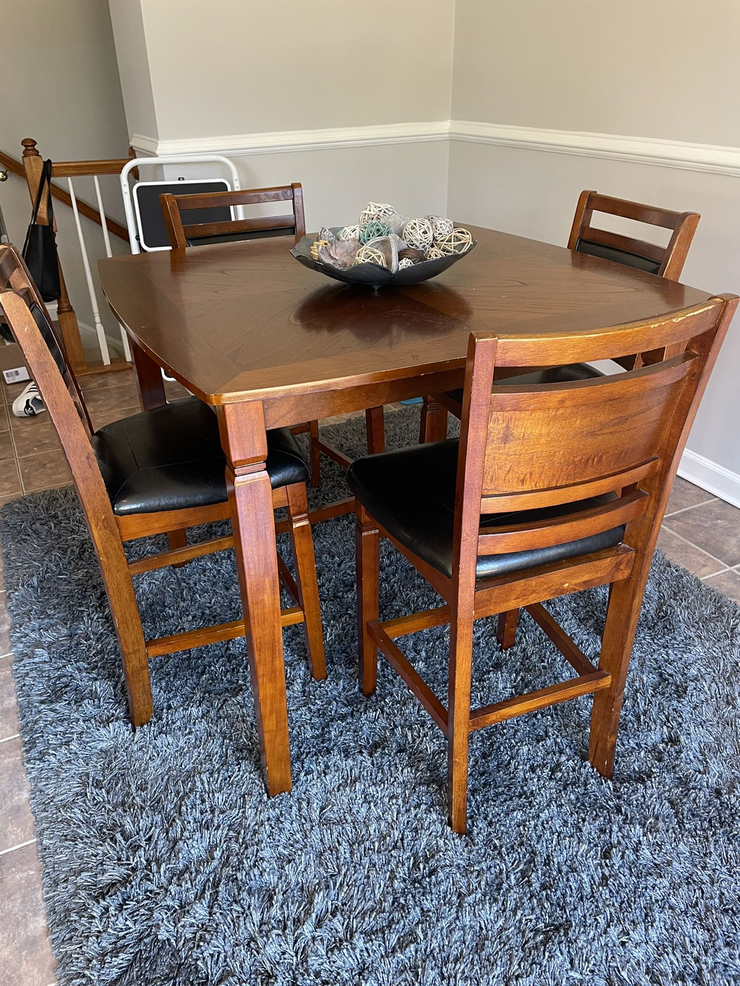 Wooden Dining Table + 4 Dining Chairs