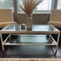 Alexis Glass Top Coffee Table White Rectangular 