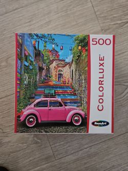 500 Piece Pink VW Bug Car Coloeluxe Puzzle Roseart