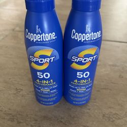 2x Coppertone Sport 4-in-1 Performance SPF 50 Sunscreen Spray 5.5 oz 10/25 Exp