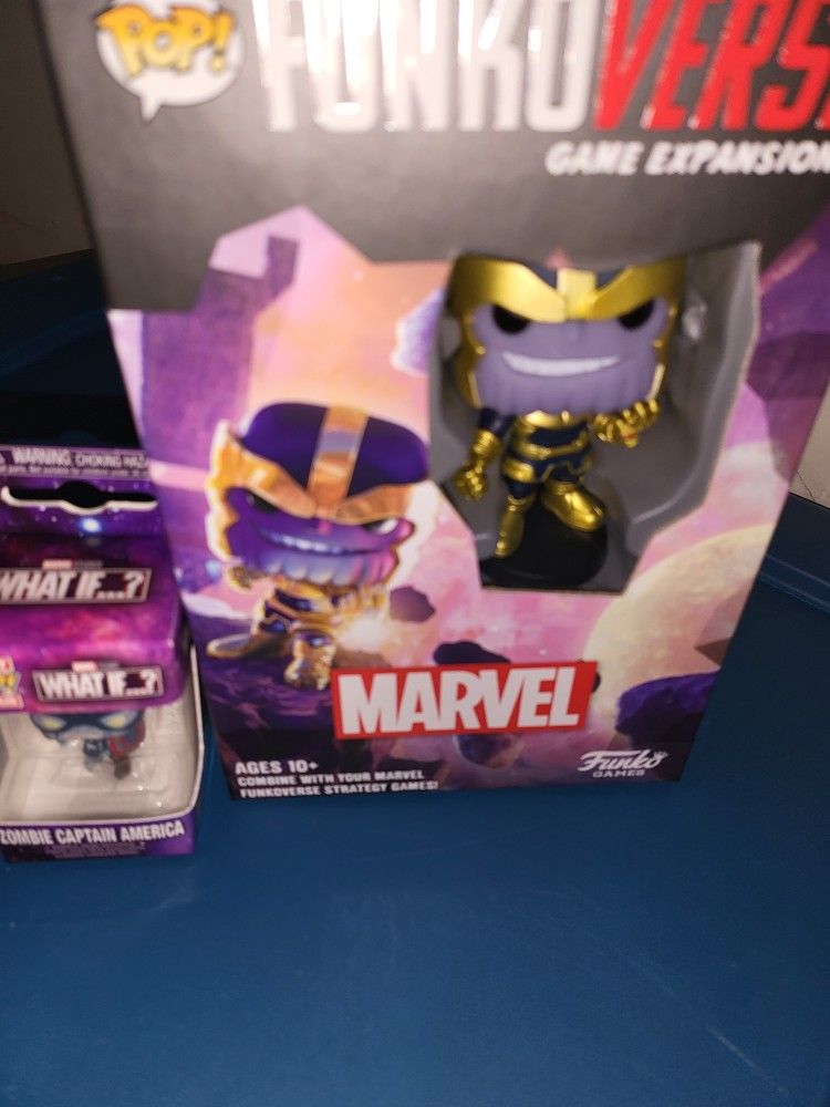 Thanos POP! FunkoVerse Game Expansion Chase Marvel Avengers 101 2021 Limited & What If...? Zombie Captain America pocket pop keychain Marvel Avengers 