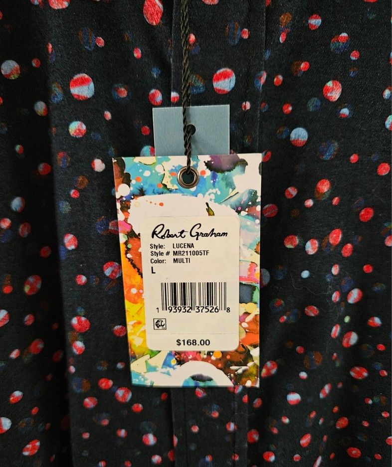 Robert Graham Men Lucena Shirt, Blue Size L ( Brand New)