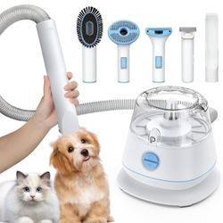 Dog Grooming Kit with 5 Professional Grooming Tools, Pet Grooming Vacuum Kit, 1.3L Dust Can, Low Noise Clippers Trimmers Deshedding Brush for Dogs Cat