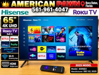 Hisense 65” 4K UHD Roku Smart TV 65R6E4 2025 Model w/ Remote