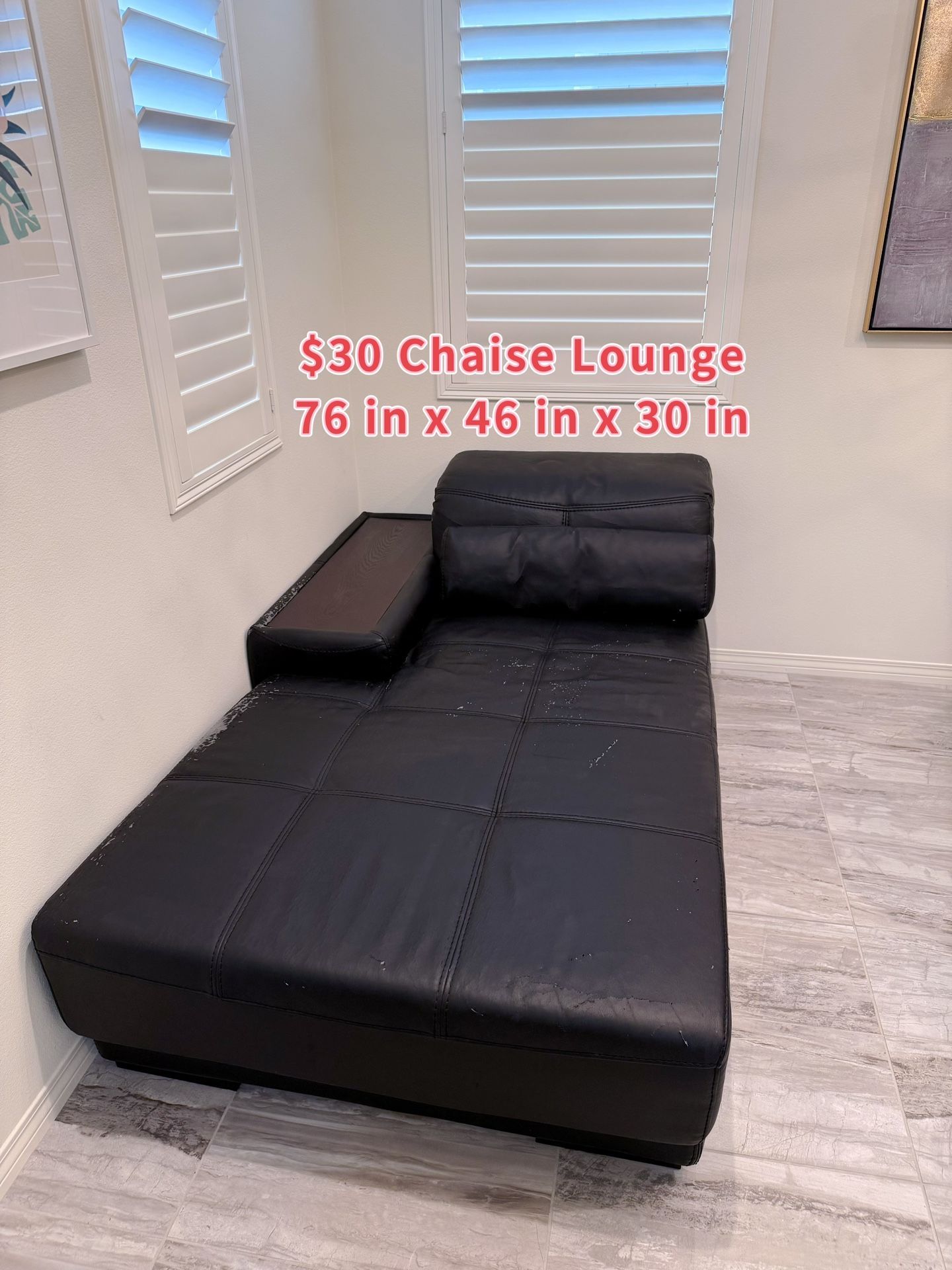 $30 Black Chaise Lounge Sofa Chair Used Lay Flat Couch