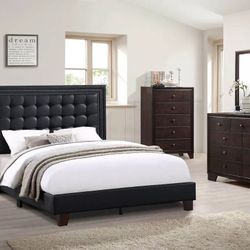 Queen Size Bed Frame / Mattress Included. 💢 Cama Queen Size Color Negra / Colchon Incluido