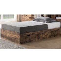 ID USA Furniture Distressed Wood Twin Chest Bed w/ 3 Drawers 76.25" L x 40.75" W x 12.5" H - Brown