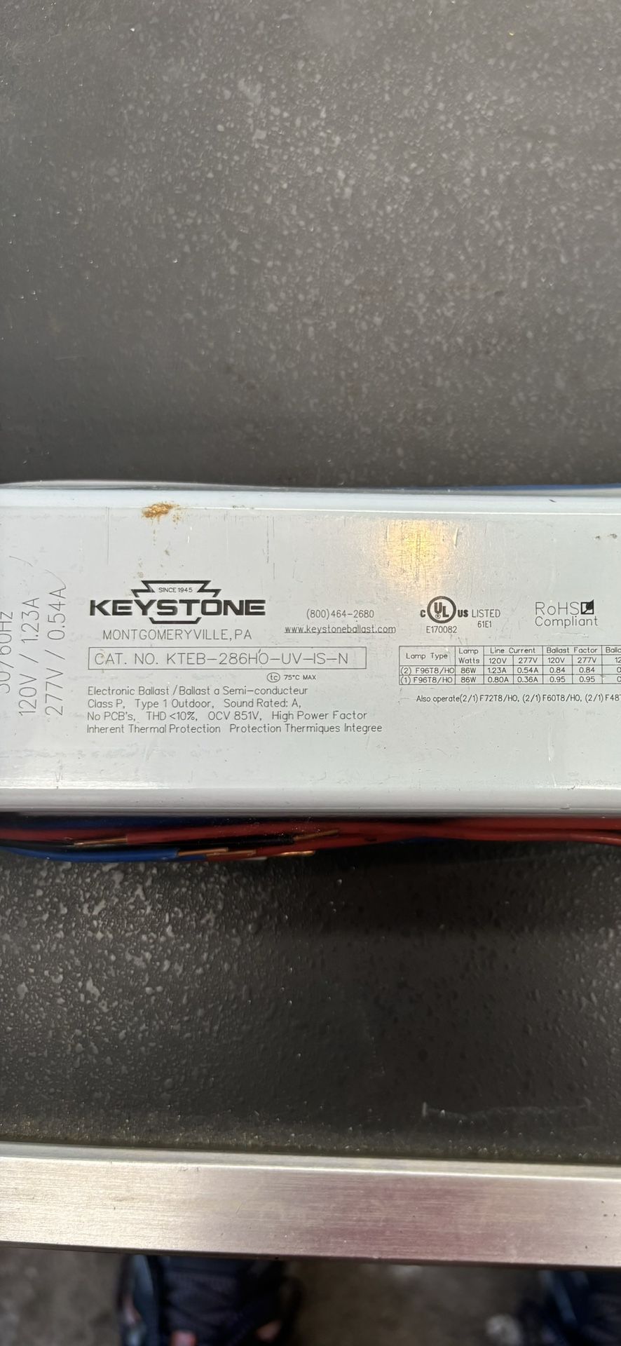 Keystone New Two 8’ Tube HO Ballast