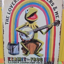 Disney Muppets Kermit The Frog Sign Tin Rustic Style Rainbow Connection Tour
