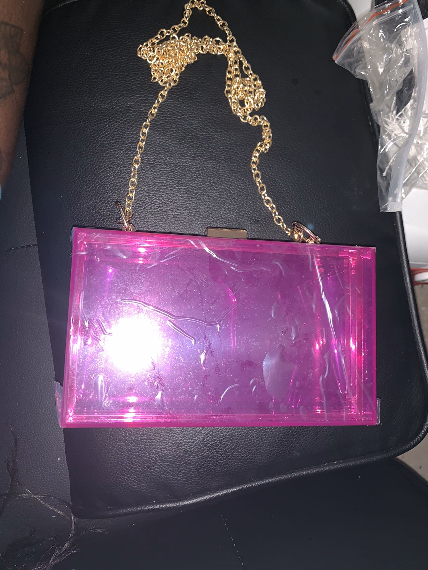 See thru purse with chain