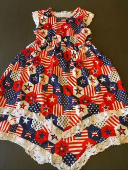 Girls' patriotic-style dress (USA/4th of July), size M/L