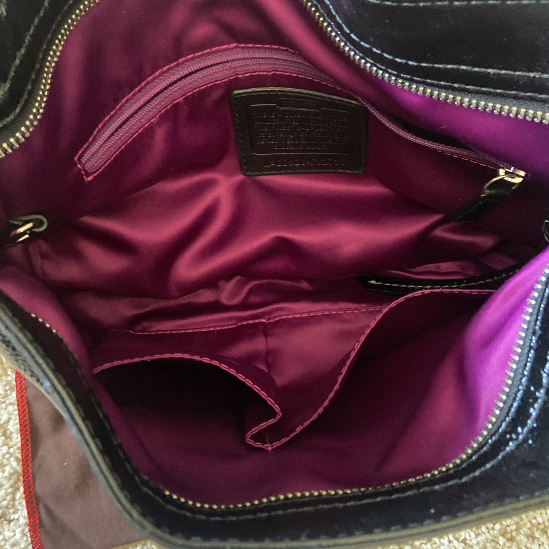 Coach Purse Zoe Black Patent Leather Shoulder Bag Handbag Medium F0926-F12735Coach