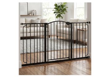 Regalo Safety 30.5-58" Extra Wide Arch Baby Gate with Door, Pressure Mount Walk Through Gate for Doorways & Bottom of Stairs, Babies, Toddlers & Pets,