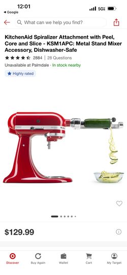 Kitchen Aid spiralizer with peel core and slice