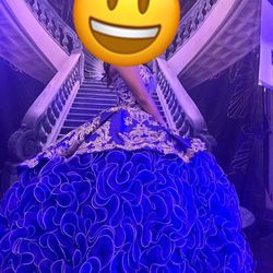 Quinceanera Dress Royal blue And gold