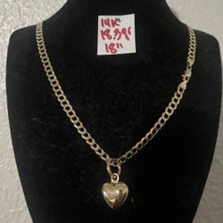 14K Solid Gold Chain and Pendant For Wedding 18.3Gr 18 Inches Long 
