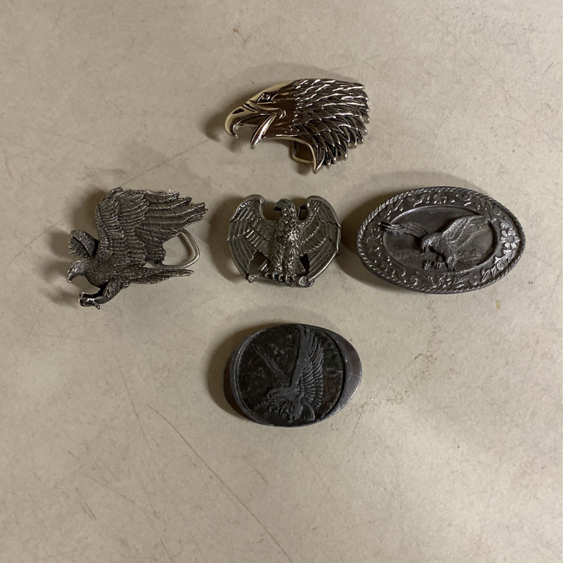 Vintage Pewter Eagle Belt Buckles Lot