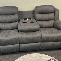 New Two-piece Microfiber Reclining Sofa And Loveseat With Free Delivery