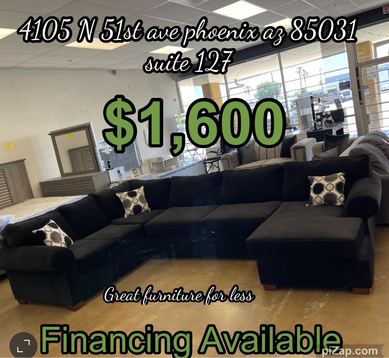 Sectional Black Fabric Brand New
