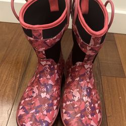 Western Chief Pink Black Rain Boots Hearts Big Kids Size 4