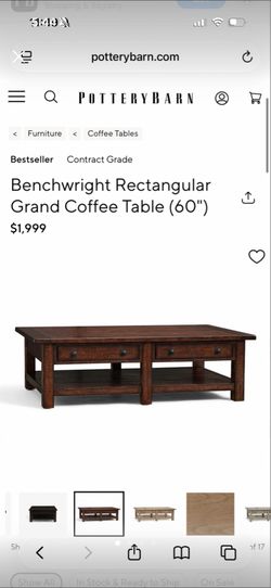 Pottery Barn Benchwright Rectangular Coffee Table (54")