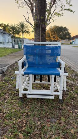 Rolling PVC Shower Transport Chair w/ Wheels & Footrest
