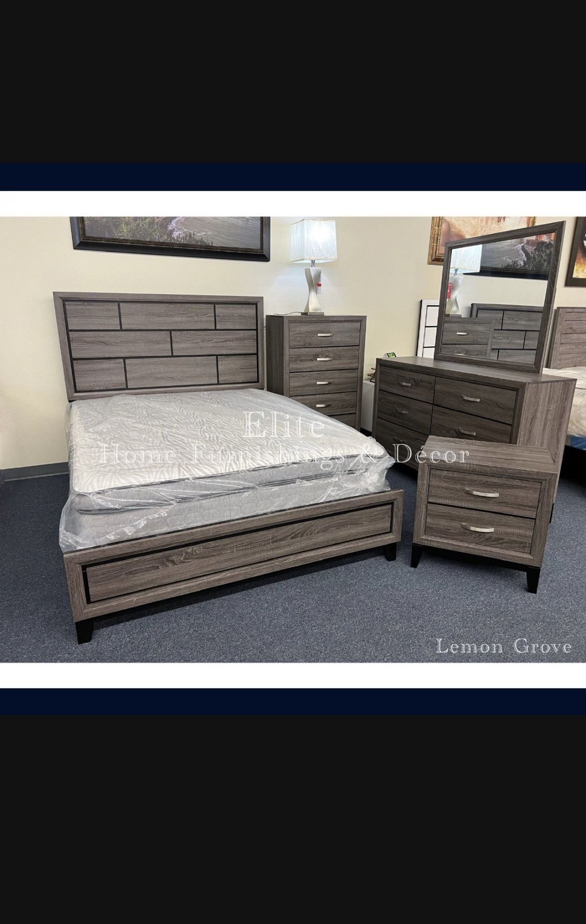 Grey Queen 4pc Bedroom Set