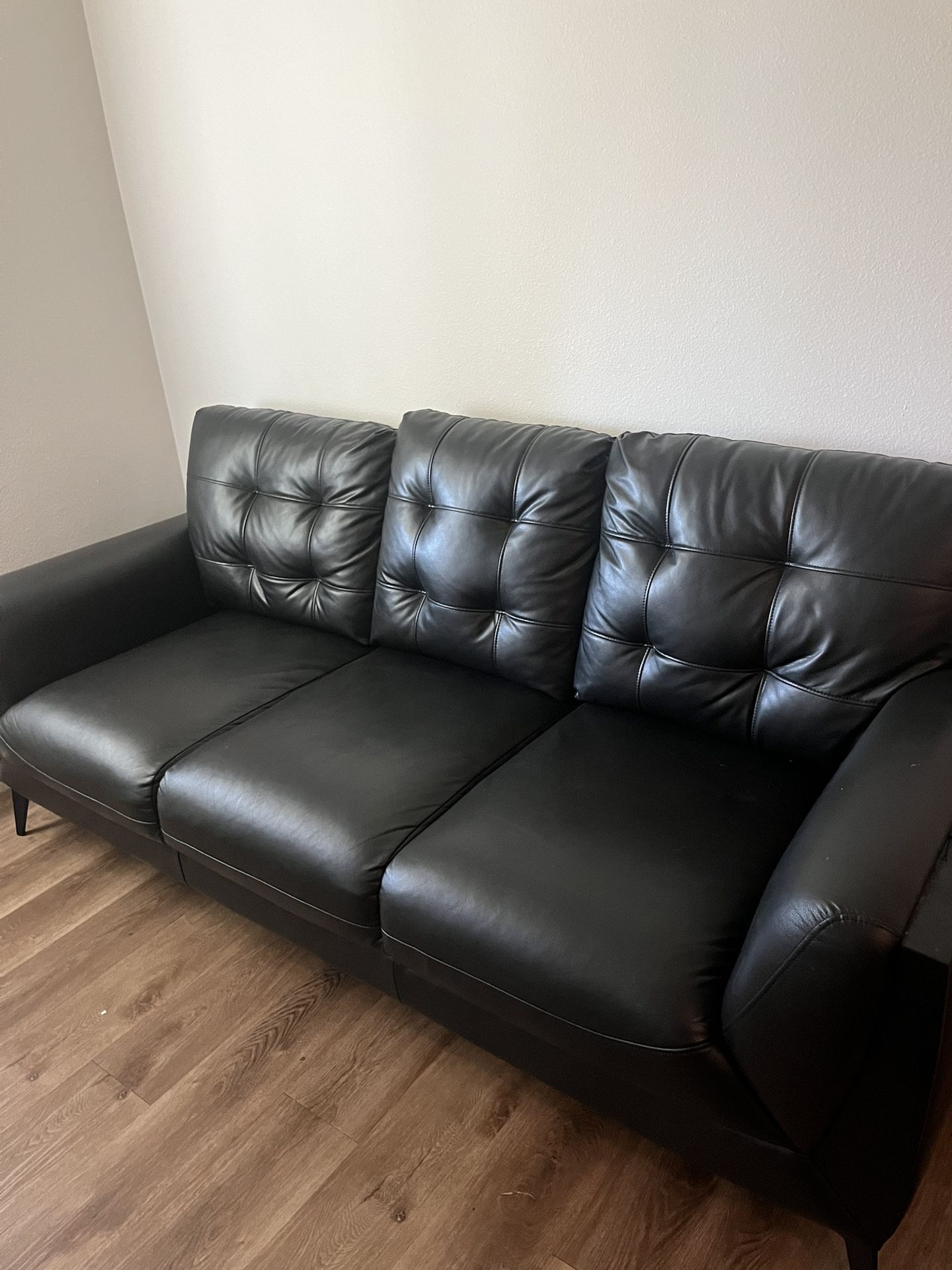 Black Sofa Couch Leather