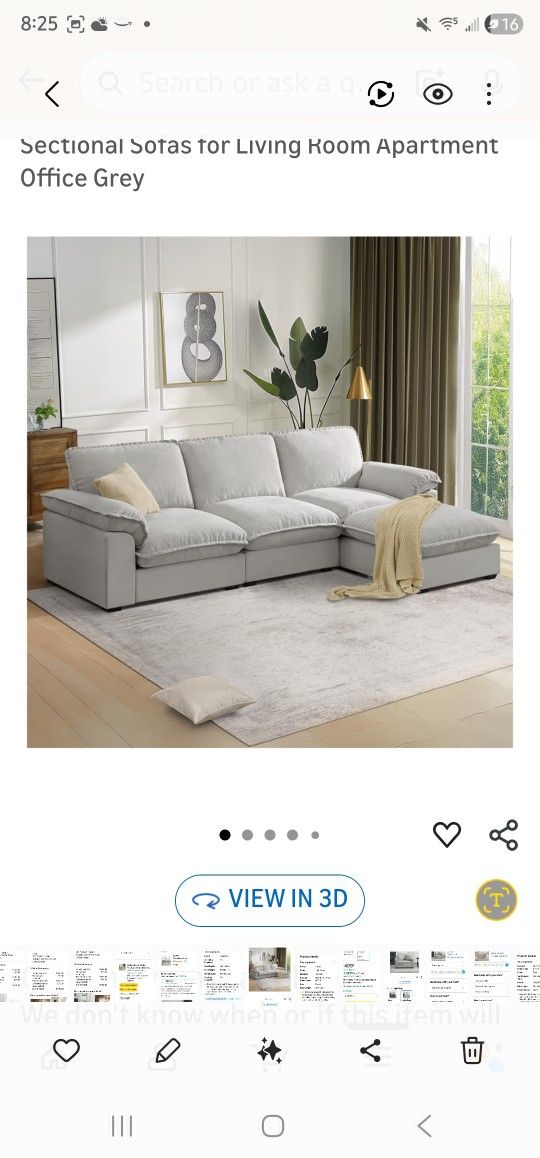 Living Room Set. Hallybee Cloud Sectional With Extra Ottomon. Two Merax Oversized Chairs Fabric Chenille. 