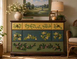 Hand-Painted Dresser/Buffet Cabinet
