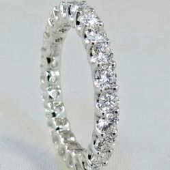 2.5 ct Natural Diamond 14k White Gold Eternity Wedding, Anniversary Ring