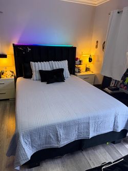 Black Velvet Queen Bed Frame AND memory foam mattress