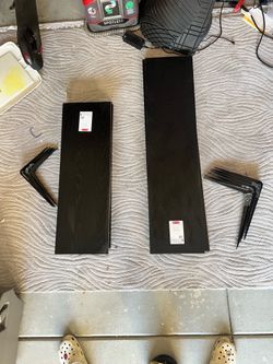 Black Wall Shelves with Heavy-Duty Metal Brackets – 3ft & 4ft Available