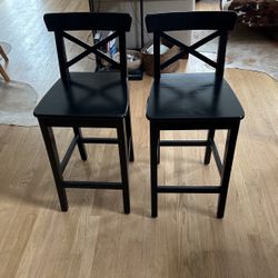 Wood Stools - Pair