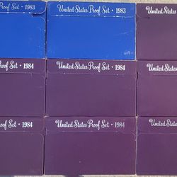 19 US coins Proof Sets from 1983 to 1989