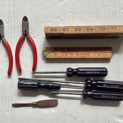Vtg. Bell System / NY Pioneers Hand Tools Folding Rulers, Screwdrivers, Cutting Wire pliers NY Telephone Co. 