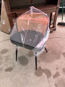 Rattan small black leather chair