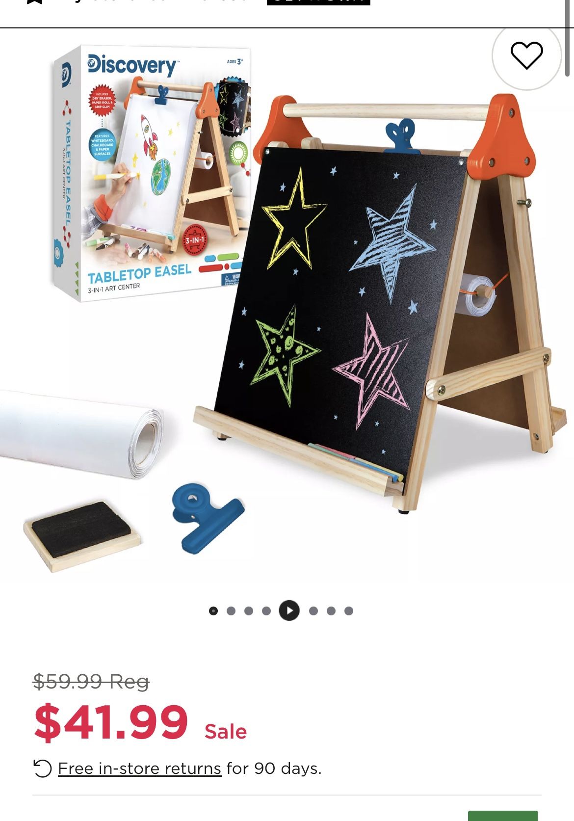 Kids Tabletop Chalk/white Board Easel