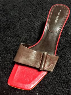 Ladies Leather Slides/Heels ~ Sz 8